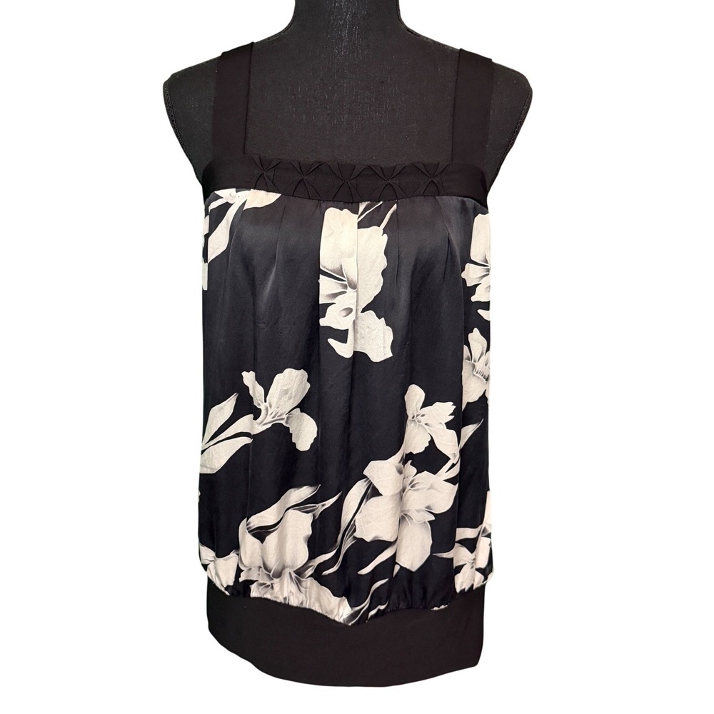 White House Black Market Silk Floral BlouseSleeveless Top Small